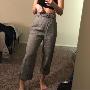 Checked high waist pant